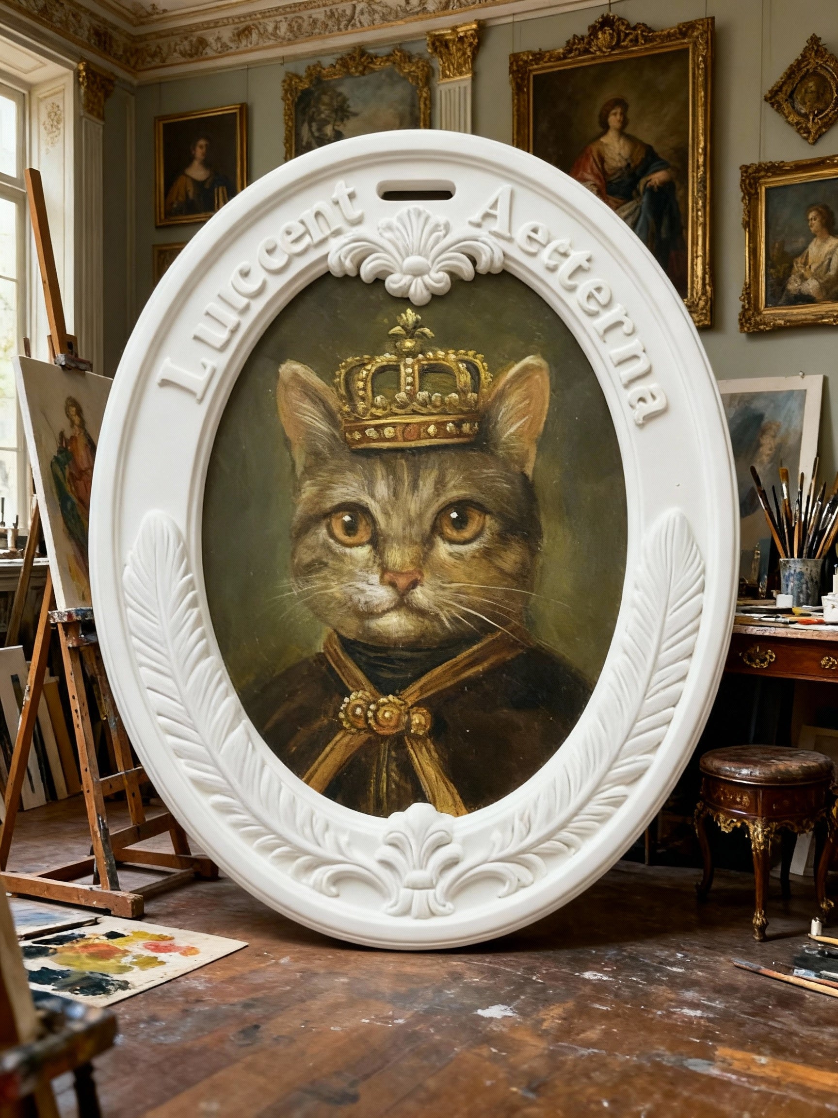 Custom Tabby Cat Baroque Relief Portrait